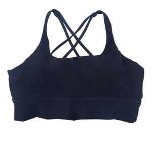 CVG Ribbed Black Strappy Longline Sports Bra
